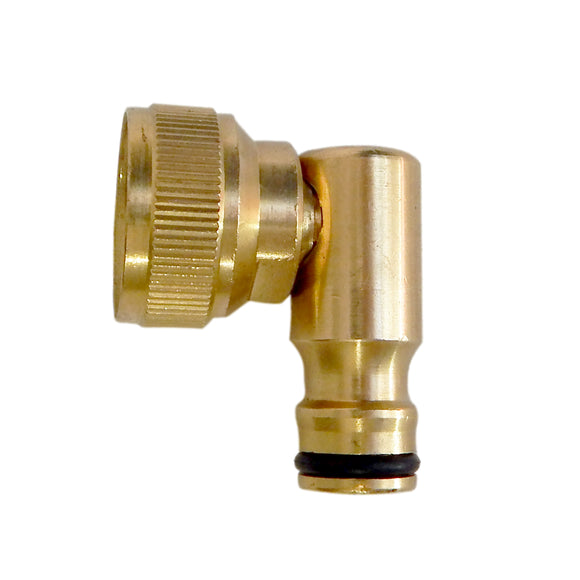 Tap Adaptor: ¾ inch BSP female swivel elbow brass quick connect snap fitting