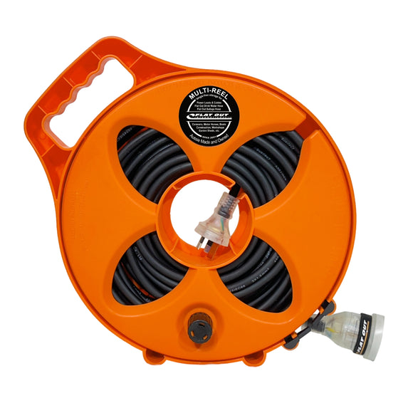 15m Premium Flat Out 15amp Extension Lead | with Compact Multi-Reel