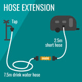 10m Flat Out Drink Water Hose as 7.5m on Multi-Reel & 2.5m Extension