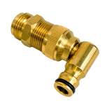 Flat Out Brass Hose Adaptor for “USA style” RV water inlet | downward with swivel
