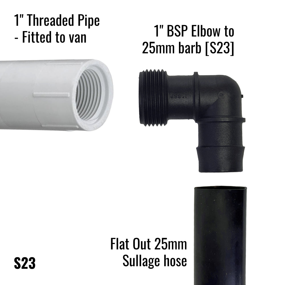 Adaptor for Flat Out Sullage Hose - BSP Male | (Your Van Has Female Th