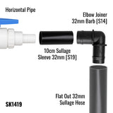 Adaptor for Flat Out Sullage Hose - Flexy Elbow | (Your van outlet has a raw pipe or horizontal barb)