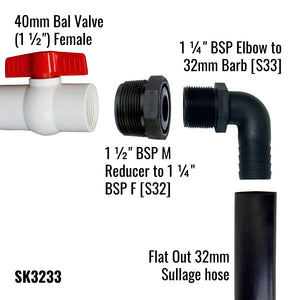 BSP Female Threaded Pipe Adaptors for Flat Out Sullage Hose