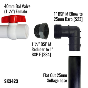 Female Threaded Pipe on Van Connection Adaptor | for Flat Out Sullage Hose