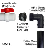 Female Threaded Pipe on Van Connection Adaptor | for Flat Out Sullage Hose