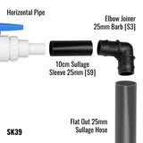 Adaptor for Flat Out Sullage Hose - Flexy Elbow | (Your van outlet has a raw pipe or horizontal barb)